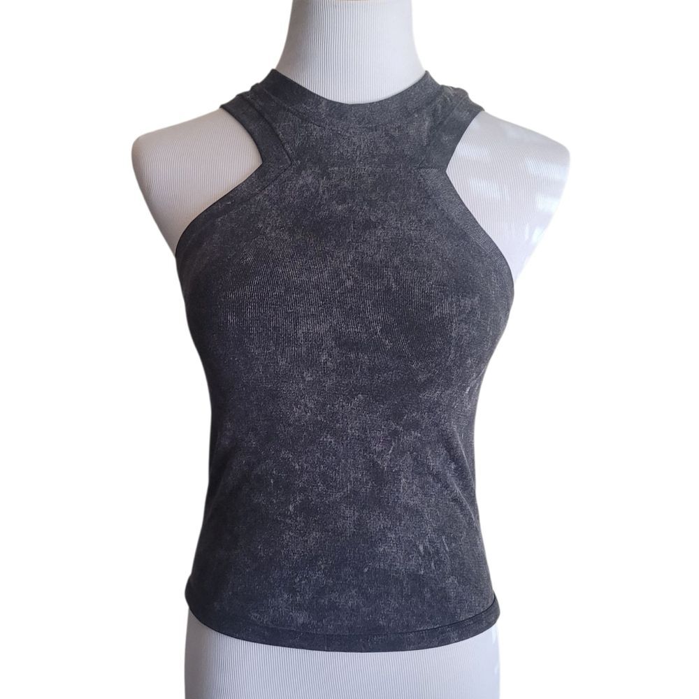 Sincerely Jules Washed Black Halter Neck Knit Tank Top S/M Lightweight Summer